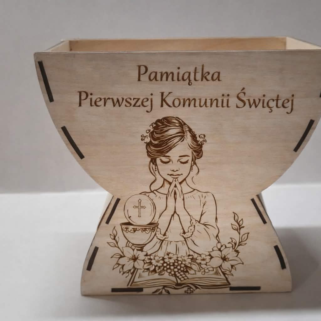 ✝️ Kielich komunijny – dekoracja / baza do flower boxa lub słodkiego prezentu DZIEWCZYNKA