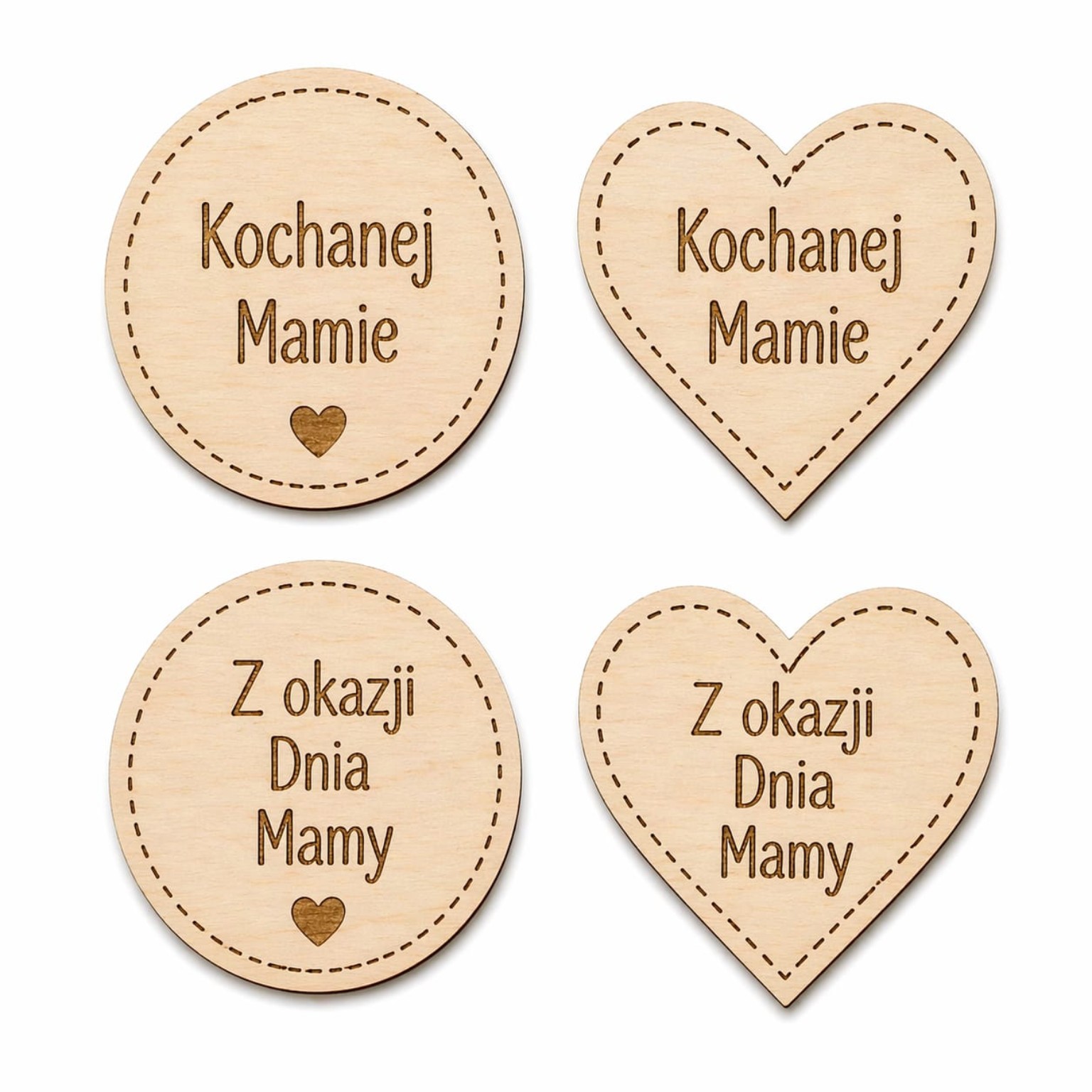 Drewniane toppery na Dzień Mamy – komplet 4 sztuk